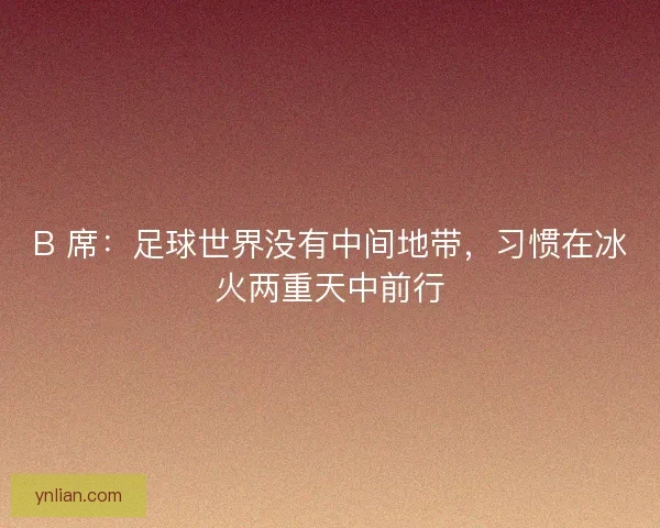 B 席：足球世界没有中间地带，习惯在冰火两重天中前行