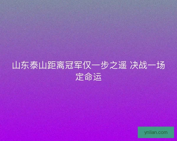 山东泰山距离冠军仅一步之遥 决战一场定命运
