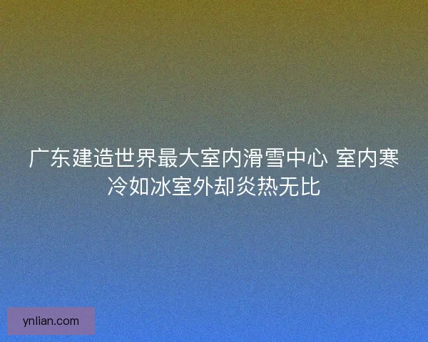 广东建造世界最大室内滑雪中心 室内寒冷如冰室外却炎热无比